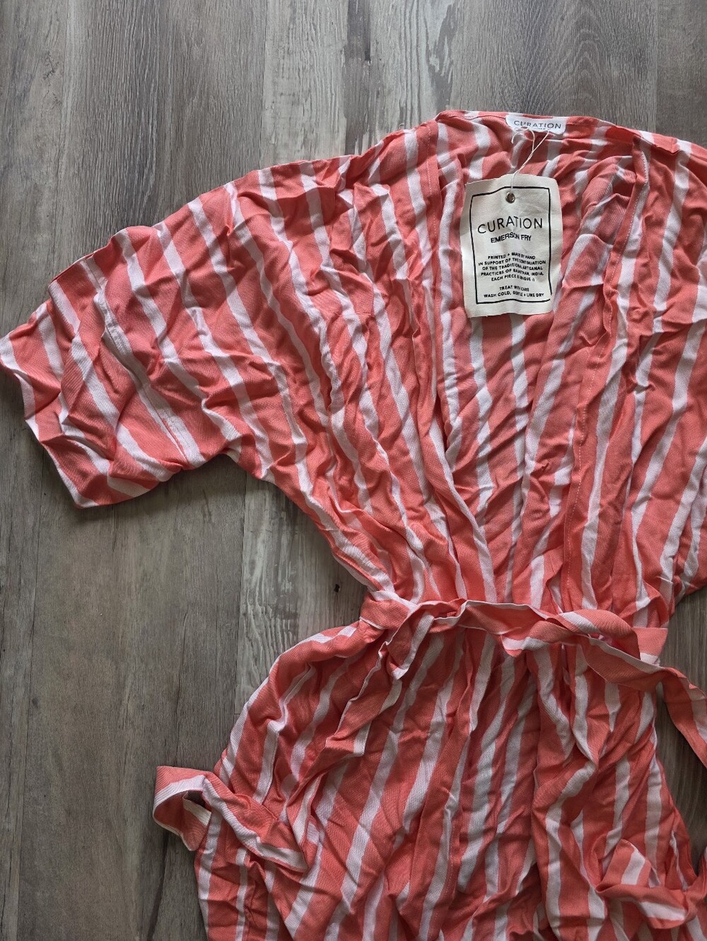 NWT Emerson Fry Curation Striped Pink Robe Size XS/S